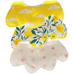 3 packs of waterproof pure cotton baby thin saliva napkins petal bibs baby cute bibs newborn anti-vomiting