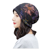 Hats for women spring and autumn Korean version multi-purpose headscarf turban headgear neck hood printed ear protection hat pile of hats