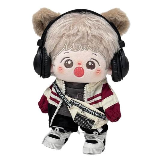 20cm棉花娃娃耳机护目镜耳麦头戴式酷帅二十厘米娃娃玩偶公仔配饰