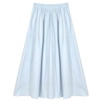 Spot Lu Xiao Tuantuan elastic waist pleated skirt ສໍາລັບແມ່ຍິງ 2024 summer ແບບເກົາຫຼີ ແອວສູງ slimming A-line skirt