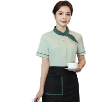 Hotel Catering Attendant Workwear Short Sleeve Ladies West Restaurant Hot Pot Hotel Egg Pastry Lining Clothes for mens summer