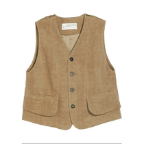 (Retro boyish feeling) puretea tea V-neck velvet vest womens back bumper 2024 spring new product