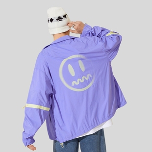 BEASTER Street Wear小恶魔鬼脸潮流虚幻印花防晒服撞色夹克男夏