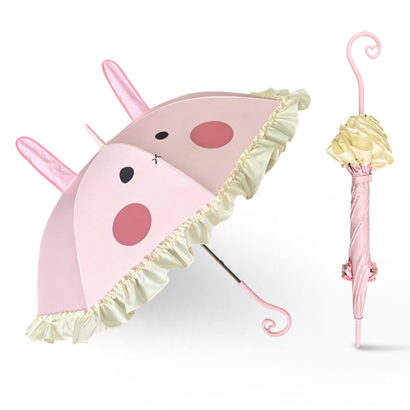 Uncle Umbrella recommends cute long-handled bunny colored rubber sunshade umbrella/sun umbrella/parasol.