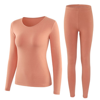 羽绒蚕丝保暖内衣女士套装加厚加绒德秋衣秋裤修身打底棉毛衫冬季