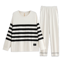 Sleepwear spring spring sлетний стиль Modale Long рукава Домашняя одежда Spring Осенний стиль Thin Striped Casual из двери