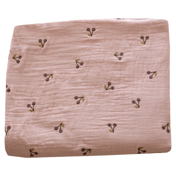 
Cherry pure cotton four-layer gauze cover blanket summer thin A-class cotton towel quilt adult nap blanket sofa blanket bed cover