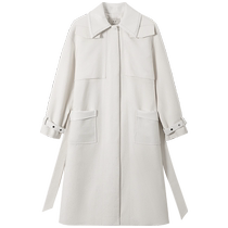 Beam Fair SUSHE Stereojacquard textured loose length Temperament Goddess White Windcoat Jacket Female Spring