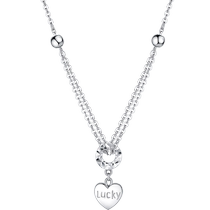 Lukfook Jewelry Heart Shape Pt950 Platinum Necklace Womens Platinum Pendant Set Chain Double-Layer Price L04TBPN0026