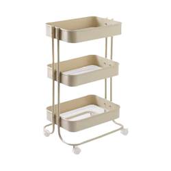 ທາງເລືອກຂອງສະມາຊິກ Metal Painted Dining Side Storage Trolley ສາມຊັ້ນ