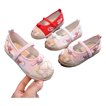 Hanfu embroidered shoes for girls ethnic style tendon bottom childrens shoes Chinese style dance shoes ancient costume hand-embroidered shoes