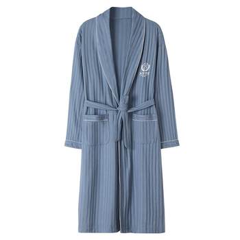 Yu Zhaolin pajamas ຜູ້ຊາຍ pajamas bathrobe ລະດູໃບໄມ້ປົ່ງແລະດູໃບໄມ້ລົ່ນຝ້າຍບໍລິສຸດເຄື່ອງນຸ່ງຫົ່ມເຮືອນທີ່ມີແຂນຍາວບາງສ່ວນຍາວບວກກັບຊຸດອາບນ້ໍາຂະຫນາດ