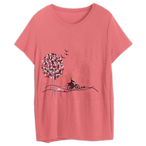 Summer middle-aged mothers loose short-sleeved pure cotton T-shirt womens summer new style womens half-sleeved versatile tops and small shirts