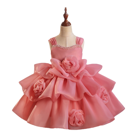 新款女童小礼服花仙子主持人走秀钢琴演出公主裙生日花童蓬蓬裙春