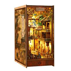 Wooden Assembled Bookends DIY Miniature House 3D Puzzle Miniature Model Ornament Handmade Gift for Women and Men Han Palace Spring Dawn