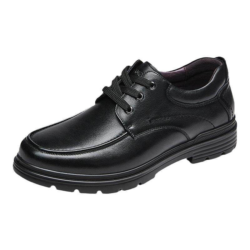 Kangnai casual leather shoes for men with soft soles and comfortable lace-up shoes for men