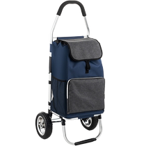 Jiianxi Supermarket Shopping Cart Folding Portable Aluminum Alloy Trolley Internet Celebrity Trailer Large Capacity Grocery Trolley