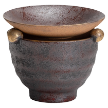 Tuotou raw ore coarse pottery red gold old rock mud roasted tea stove retro household tea warmer candle heating base tea stove