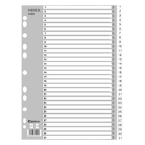 齐心IX899标签分类纸a4打孔文件夹活页本索引纸整理档案11孔分页纸数字塑料隔页纸一套三十一页快劳夹分隔页