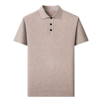 Pure wool short-sleeved t-shirt men's lapel cashmere bottoming shirt Pure wool short-sleeved t-shirt men's lapel cashmere bottoming shirt