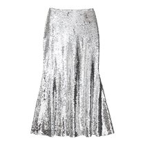 self-portrait 2024 early spring silver volume scale slim fit flared skirt mid-length skirt