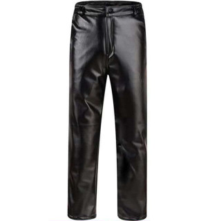 Velvet thickened waterproof and oil-proof work leather pants for men