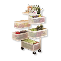 Youqin kitchen rack floor-standing multi-layer storage rack fruit and vegetable basket trolley multi-functional narrow gap cabinet