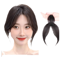 Replacement hair piece real hair full human hair Korean cartoon eight-character bangs wig female fluffy hair extension head replacement wig piece