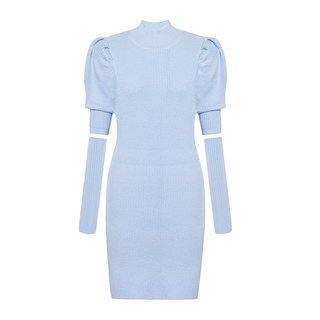 Lacrawfish lantern sleeve knitted dress