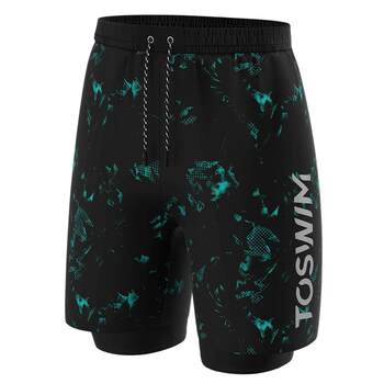 Toswim men's swimming bottoms beach pants double layer inner