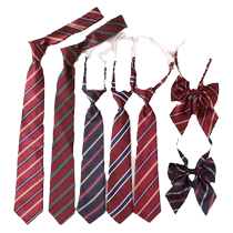 Red tie for women jk college style Japanese style striped lazy man free graduation photo bachelors uniform bow tie mens dk hand tied