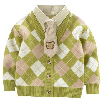 Anti-pilling preppy fake two-piece baby sweater for spring and autumn Anti-pilling preppy fake two-piece baby sweater for spring and autumn