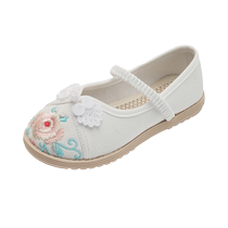 Girls embroidered shoes flat-soled ancient costumes childrens Hanfu shoes Chinese ethnic style old Beijing cloth shoes little girls ancient shoes