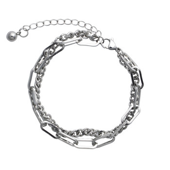 KANSAI ທີ່ເຮັດດ້ວຍຕົນເອງ ins trendy splicing double-layer stacked bracelets for men and women hip-hop personality cold style titanium steel hand jewelry