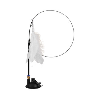 Suction cup feather teasing cat stick