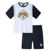 (Self-operated) Converse childrens clothing boys T-shirt short-sleeved shorts thin 2-piece set medium and large childrens summer sports suit
