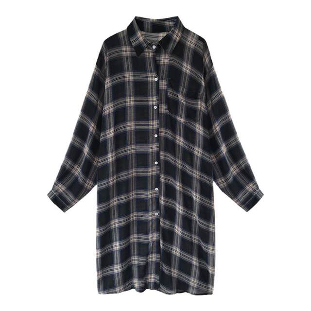 Sun protection retro Hong Kong style thin coat plaid shirt