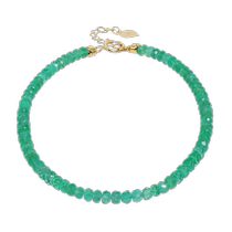 Jowha jewelry Minyue = Zambia Zum mother green bracelet woman 18K gold gem hand string of color treasure hand decoration gift customization