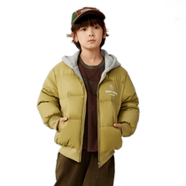 Duck and duck thickened down jackets for boys and girls the same style for children 2024 autumn and winter hooded color-blocked bread jackets fashionable jackets