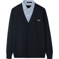 HLA Hailan House Troubled Planet Embroidered Sweater 24 Autumn New Fake Two-piece Core Spun Yarn Slim Cardigan for Men