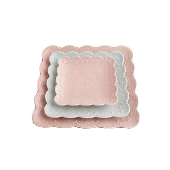 Super fairy three-color macaron embossed butterfly plate