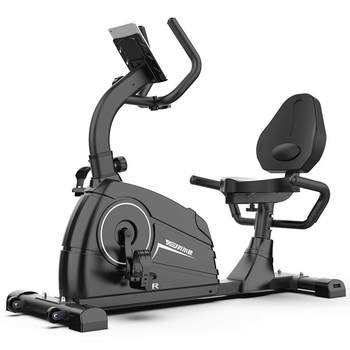 Horizontal magnetically controlled exercise bike for indoor home use for middle-aged and elderly people