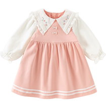 (Same style in the mall) David Bella 2024 autumn new girls dress childrens baby fake two-piece skirt
