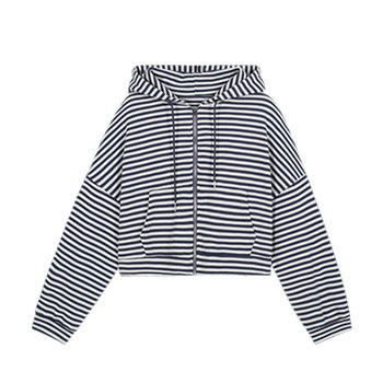 Zeng Xiaoxian spring casual suit women's Korean style loose striped hooded sweatshirt jacket vest casual pants ຊຸດສາມຊິ້ນ