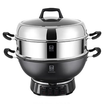 Kombach electric wok multi-functional household cast iron electric wok stir-fry steaming, stir-frying, frying, and frying integrated plug-in stir-frying pan