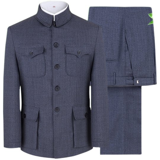 中山装套装男老年人衣服 春秋装老式中山服老人外套爷爷装父亲装