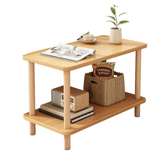 Simple rental house with small table, sofa and several shelves