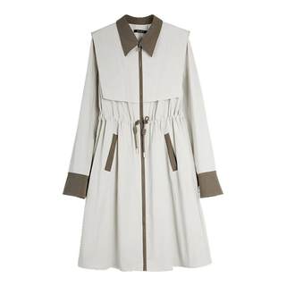 ELLE摩登撞色高级感连衣裙女2025秋季新款复古通勤宽松收腰a字裙