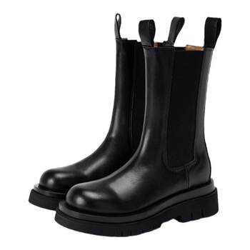 Mona genuine leather inner heightening martin boots for women, versatile british style chimney boots, thick-soled chelsea short boots for women