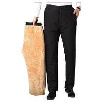 Velvet and thickened loose warm pants for middle-aged and elderly people lamb velvet daddy clothes winter high-waist outer cotton trousers for men